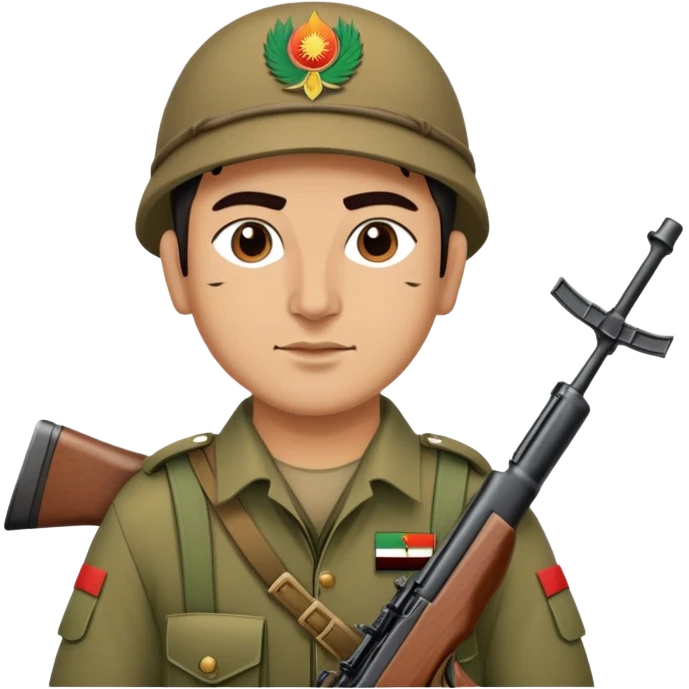 Kurdish warrior Peshmerga with rifle and traditional clothing emoji