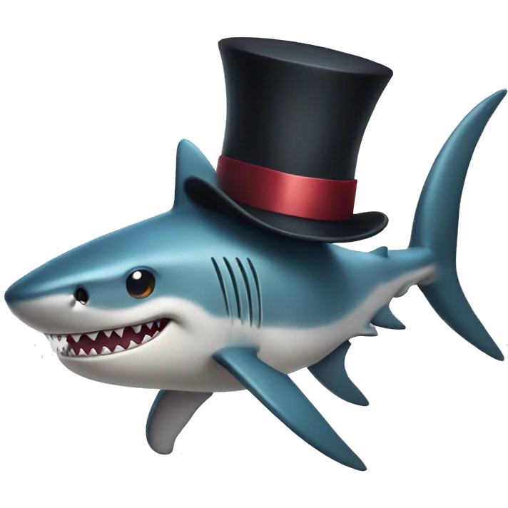 Shark with a top hat emoji