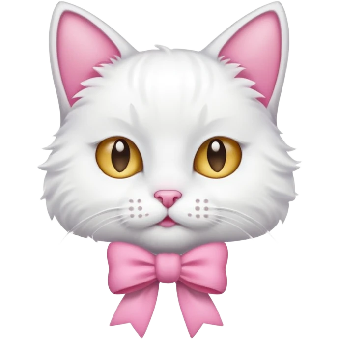 Gatito blanco con un moño rosa en la oreja izquierda emoji