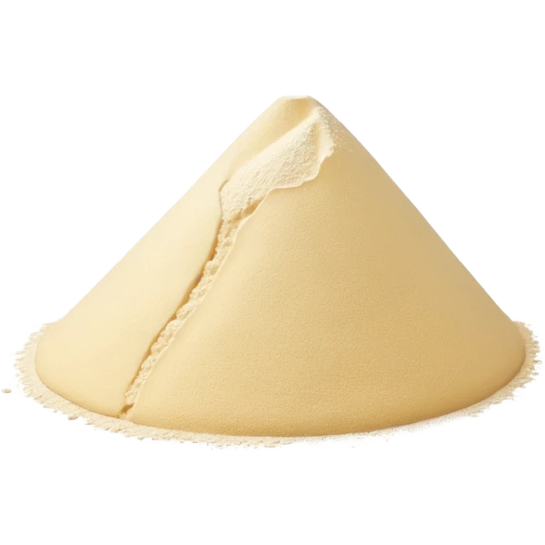 realistic small mound or scatter of wheat flour, fine pale white, uneven edges, dry powdery look, subtle texture, no bowl, packaging, or faces, clean 3D, soft lighting, transparent background, emoji scale emoji