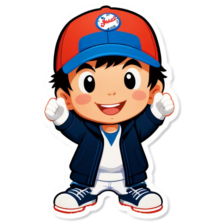 happy boy in baseball cap emoji