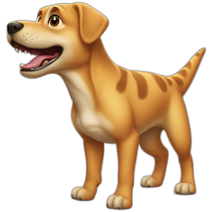 Chien qui fait un bisous à un dinosaure emoji