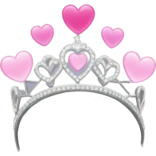 Sliver tiara with a pink heart emoji