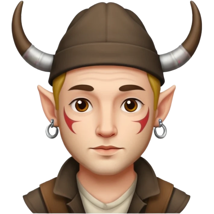 guy with tattoos, hat and horns emoji
