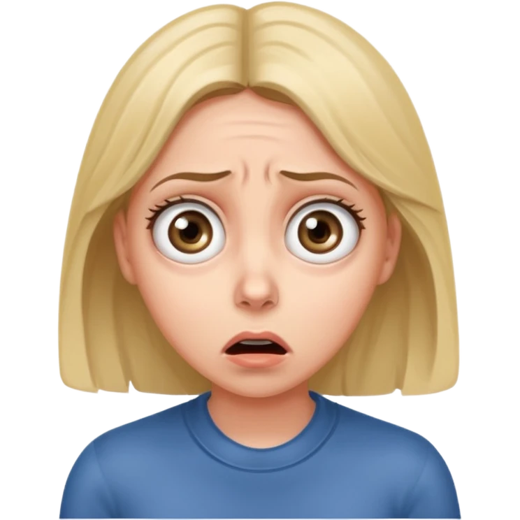A realistic waist-up portrait of a frightened woman emoji