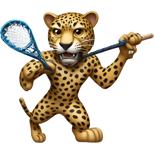 jaguar playing lacrosse, fierce emoji
