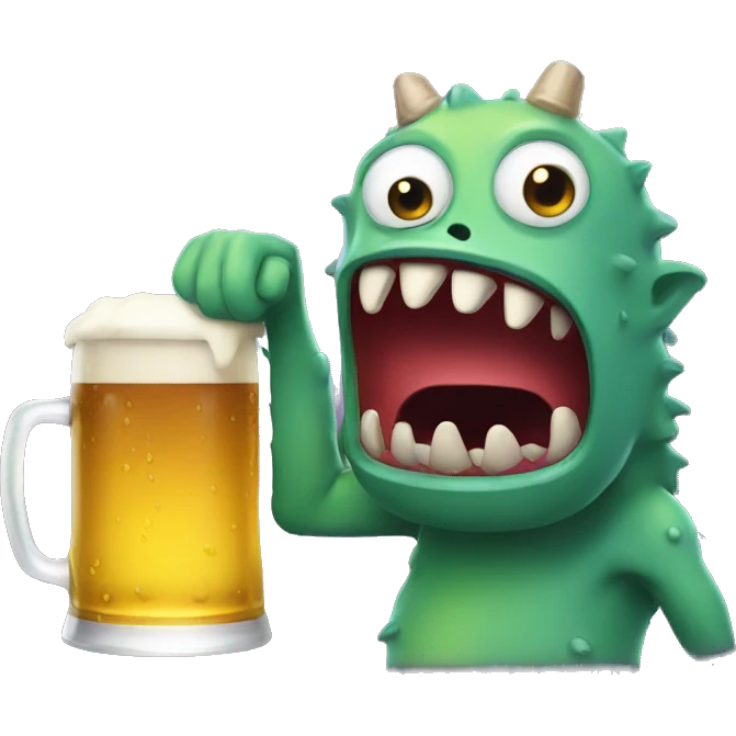 two funny monsters drinking beer emoji