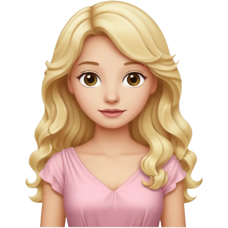 back view of a blonde with long wavy hair, in light pink dress emoji