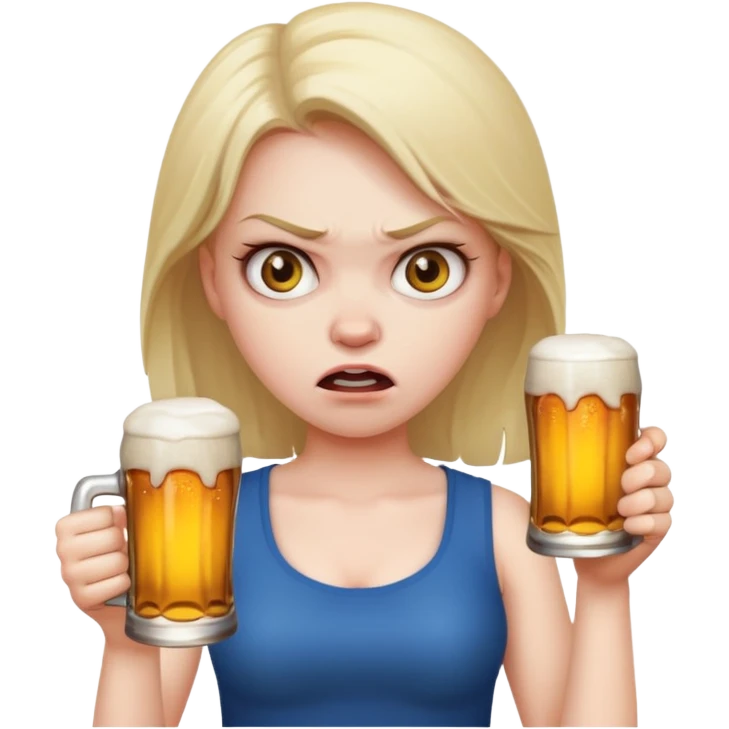 angry girl holding beer emoji