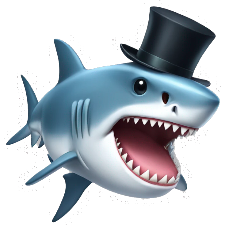 Shark with a top hat emoji