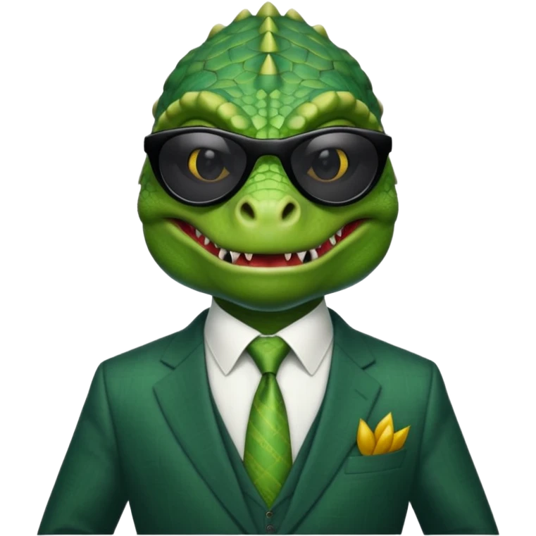capitalist iguana banker godfather with black sunglasses emoji