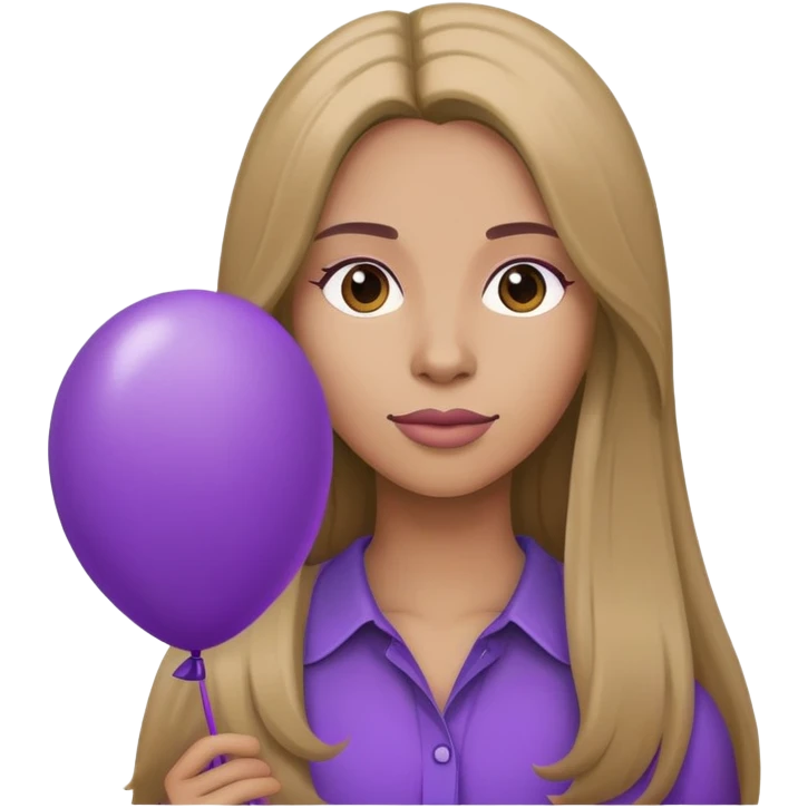 Women with long hair with purple balloon  emoji
