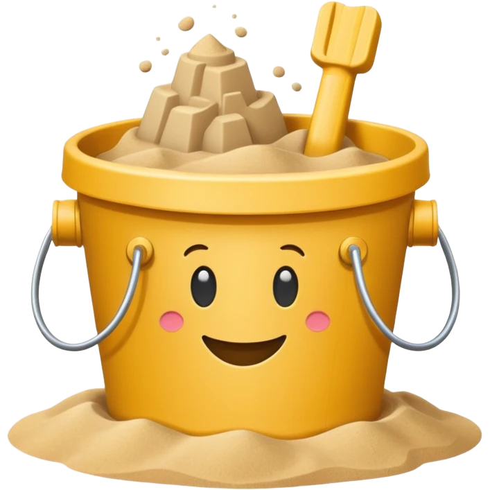 Bucket-shaped sand castle, made with an upside-down pail mold emoji
