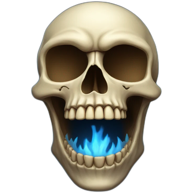 skull with open mouth in blue fire emoji
