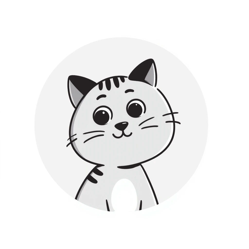 Round cat, neutral expression emoji