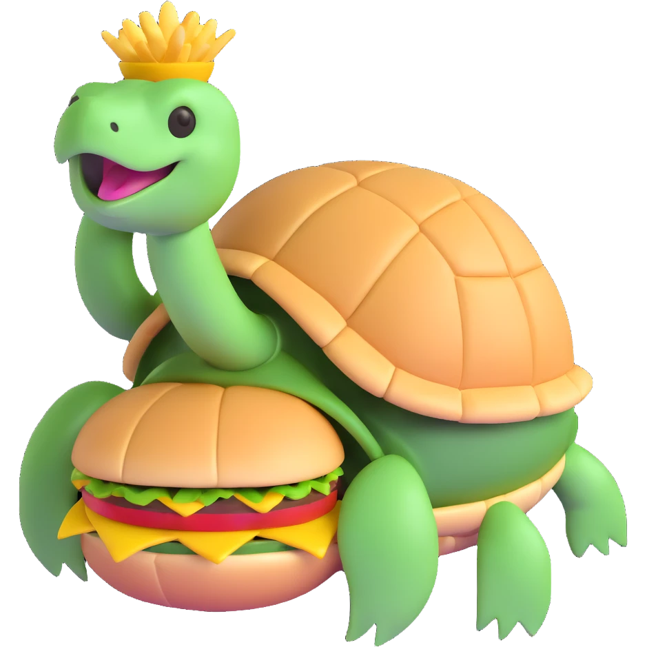 turtle turning into a hamburger emoji