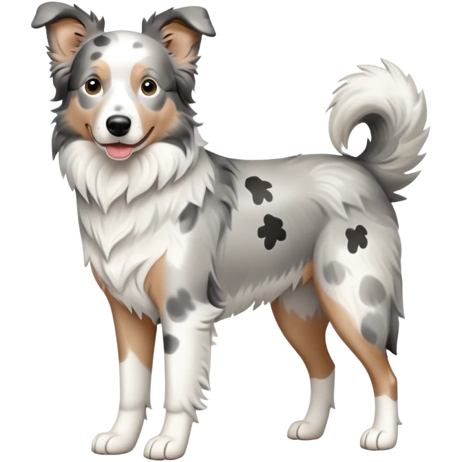 Grey spotted Merle Border Collie dog full body emoji