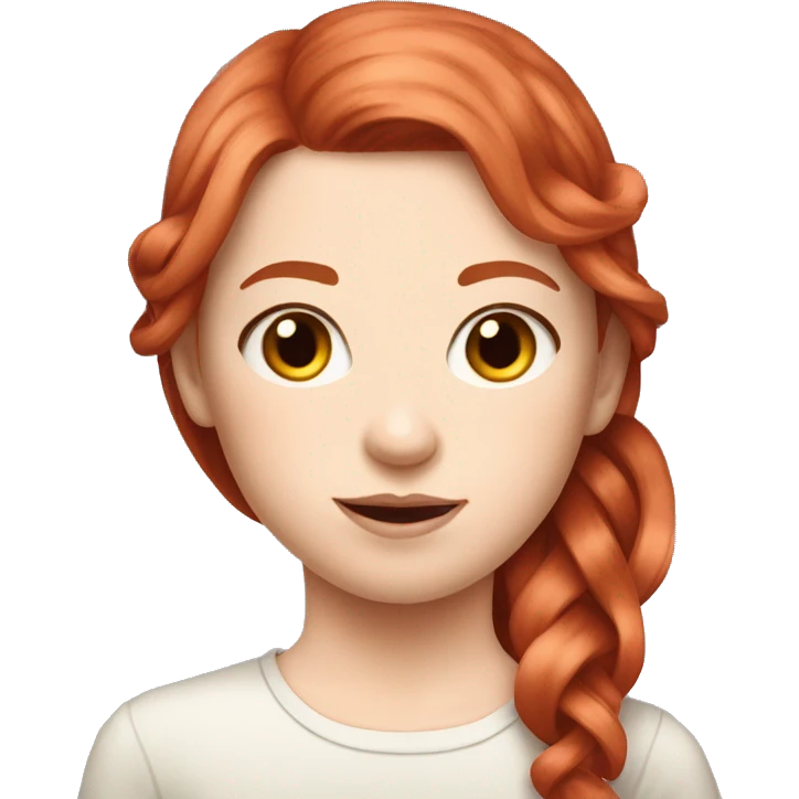 Red-haired girl with ribbon in hair with pale skin emoji