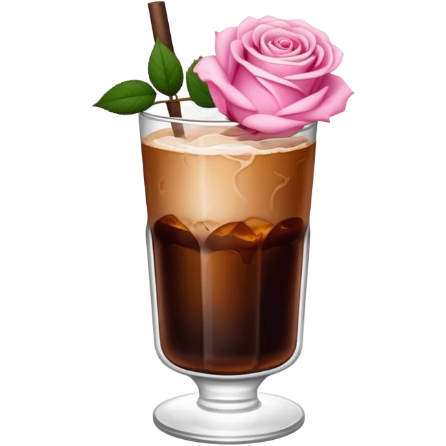 Cold brew coffee with roses pink mini small size glas emoji