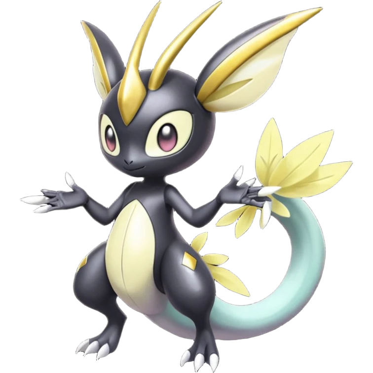 Shiny glossy melanistic oily pastel white bright Meloetta-Giratina-Noibat-Pokémon-Fakémon-fusion-hybrid-creature emoji