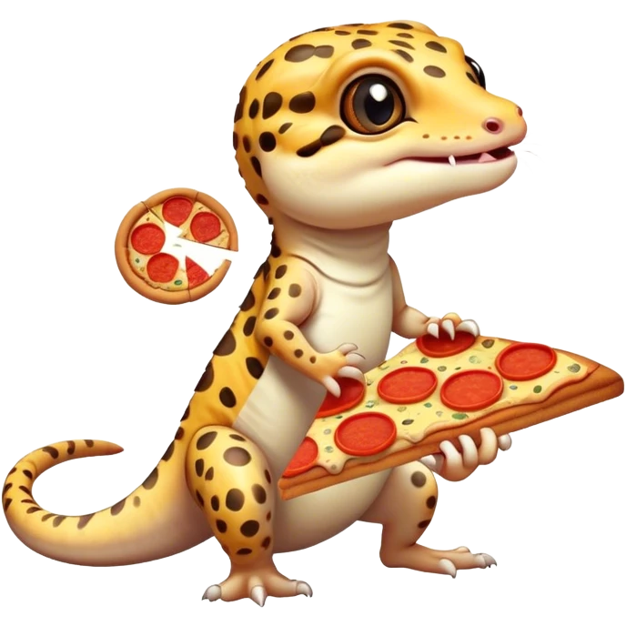 leopard gecko holding slice of pizza emoji