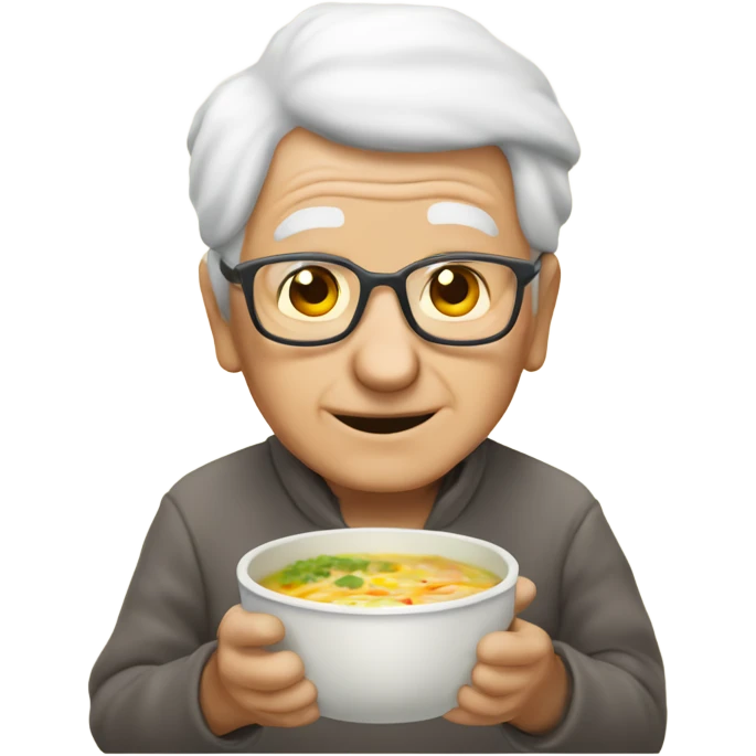 An old person making chicken ￼soup emoji
