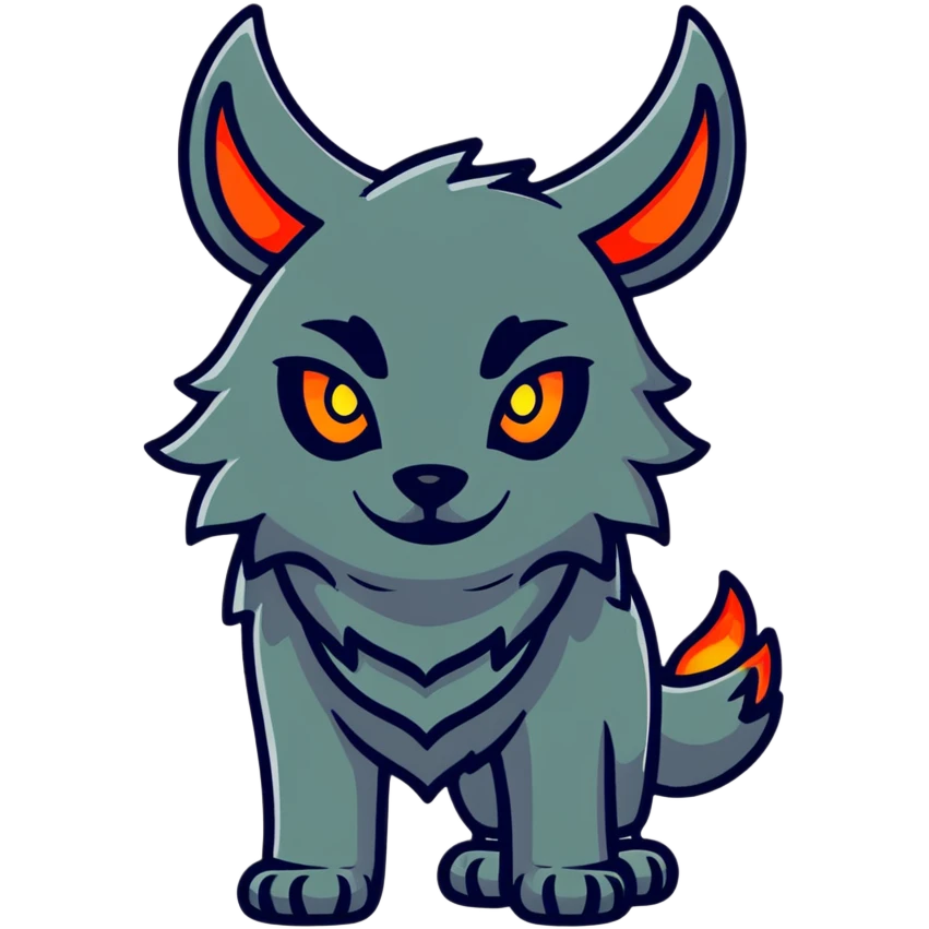 Dark demonic wolf with horns and glowing symbols emoji