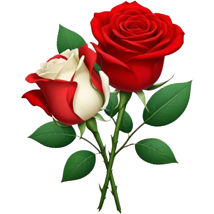 One red flower and one white flower in transparent bouquet with red band  emoji