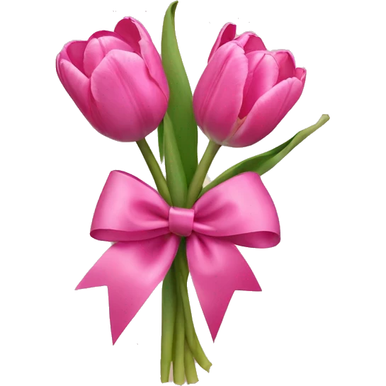 Pink tulips with a bow emoji