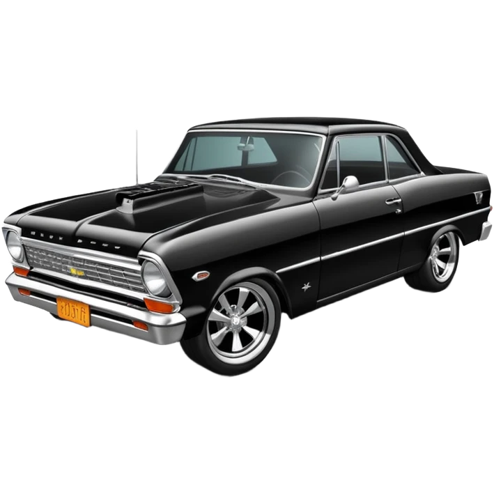 Catwoman’s  blacked-chrome 1965 Chevy Nova SS street rat rod emoji