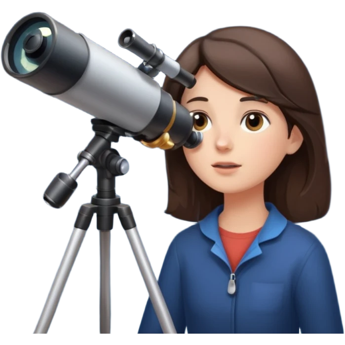 brunette person stargazing with a telescope emoji