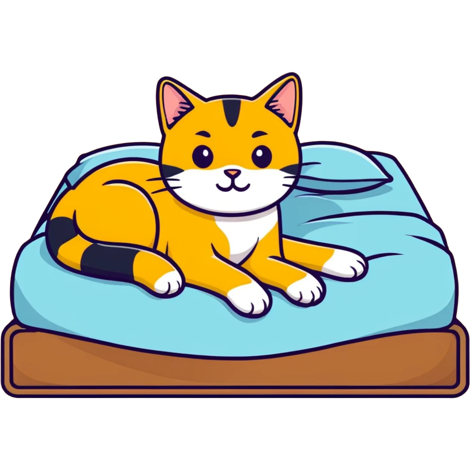 Golden cat on bed emoji
