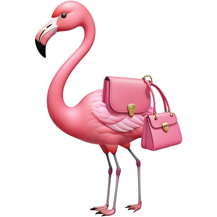 Flamingo with purse emoji