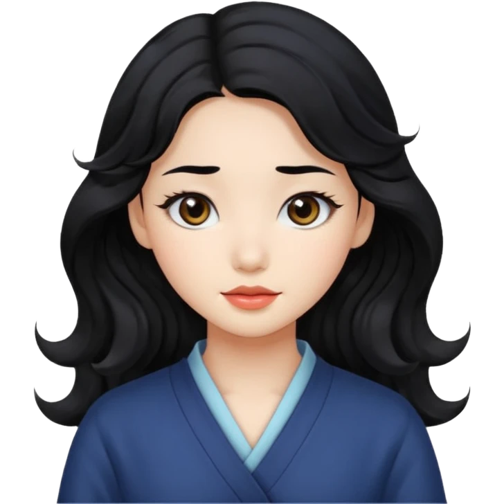 Beautiful girl,Black hair,wavy hair，long hair,Black eyes,Chinese emoji