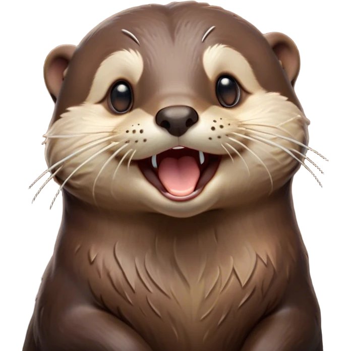 Cinematic Cute Yawning Otter Portrait Emoji, Head tilted slightly with a dramatic, wide-open yawn, showcasing a soft, sleek brown Fur with slightly drooping ears, round eyes barely open in drowsy contentment, Simplified yet irresistibly adorable features, highly detailed, glowing with a soft, cozy glow, high shine, relaxed yet expressive, stylized with a touch of aquatic whimsy, bright and endearing, soft glowing outline, capturing the essence of a sleepy yet affectionate otter, so drowsy it feels like it could glide right out of the screen and curl up for a nap! emoji