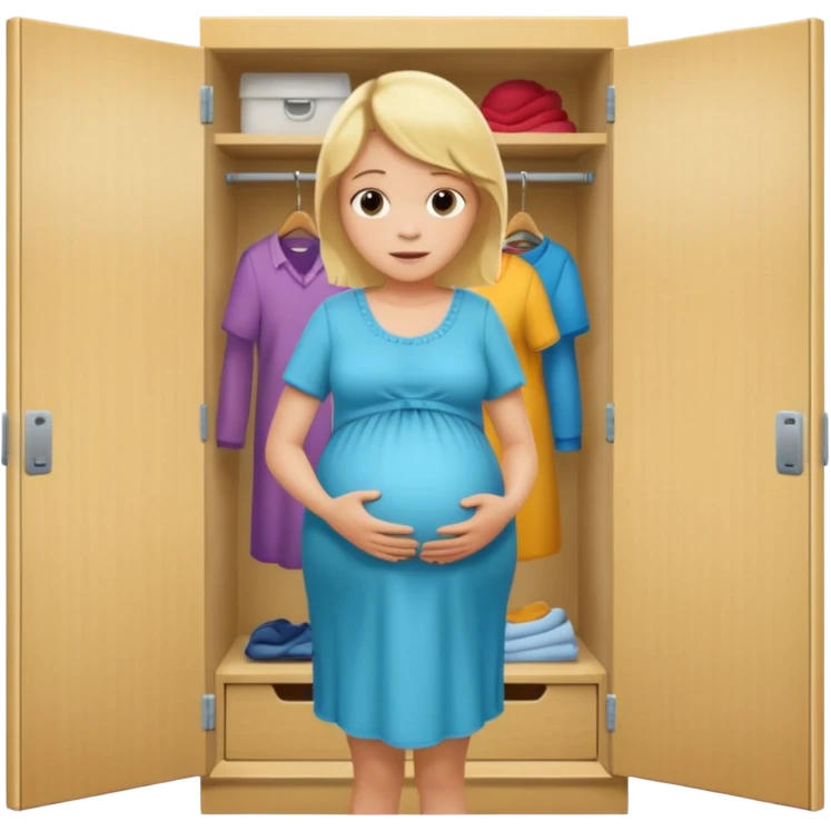 Pregnant blonde man in a closet emoji