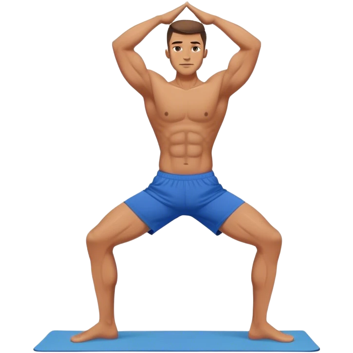 jacked man blue shorts Vrksasana-pose yoga emoji
