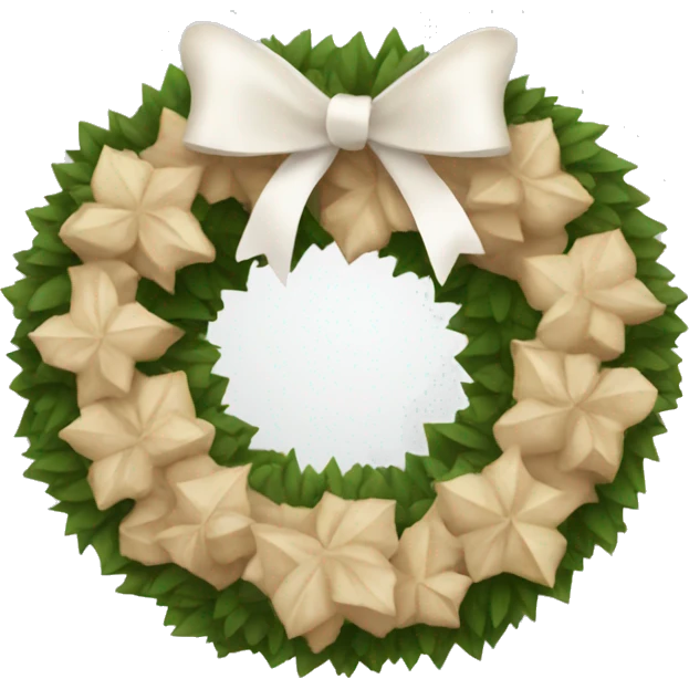 Beige Christmas wreath with white bow emoji