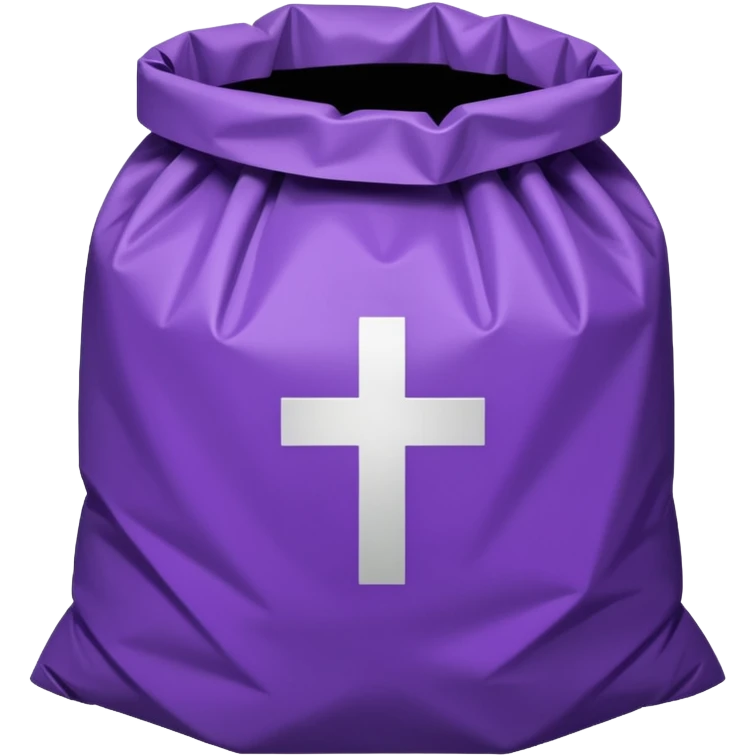 purple trash bag with Swiss cross, octagonal sticker shape, no text emoji