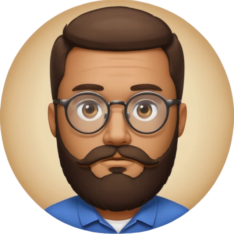 I need a simple emoji of a full bearded man with round glasses, serious expression emoji