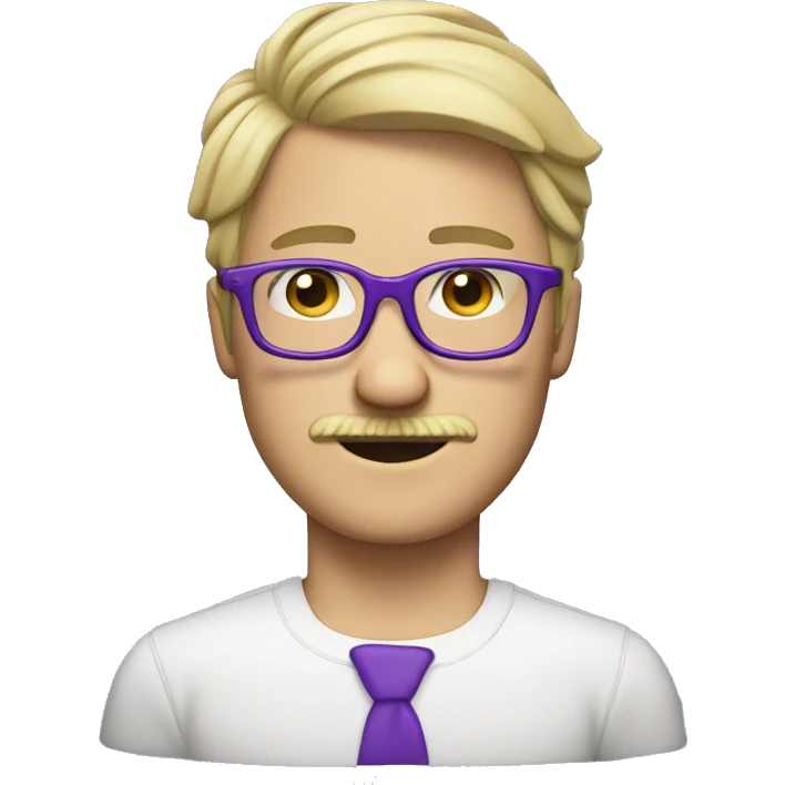 Blond guy with mustache and purple glasses emoji