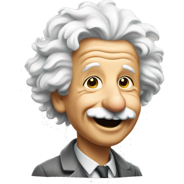 happy abert einstein vawes with hand emoji