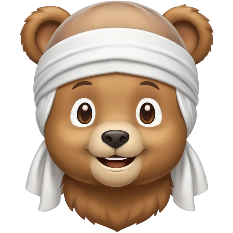 Smiling bear emoji with a white durag/headwrap emoji