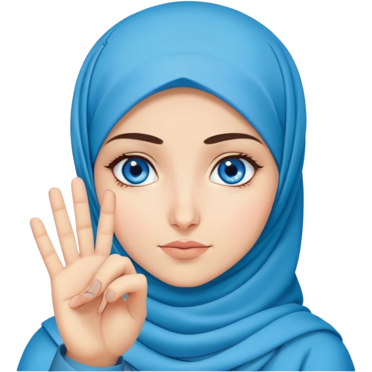 Turkish beautiful finish Konya girl blue eyes with hijab and saying no with hand gesture emoji