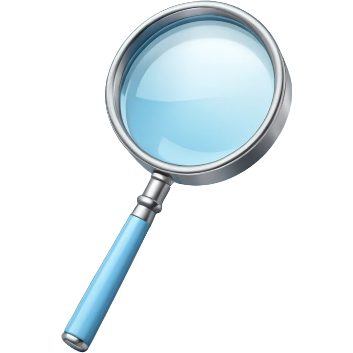 3D render of Magnifying Glass, forensic investigation aesthetic, sterile clinical lighting, cool blue undertones, sharp high-contrast details, professional clean look. emoji