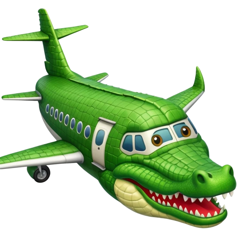Un avion con cabina de cara de cocodrilo emoji