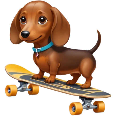 Dachshund riding a skateboard emoji