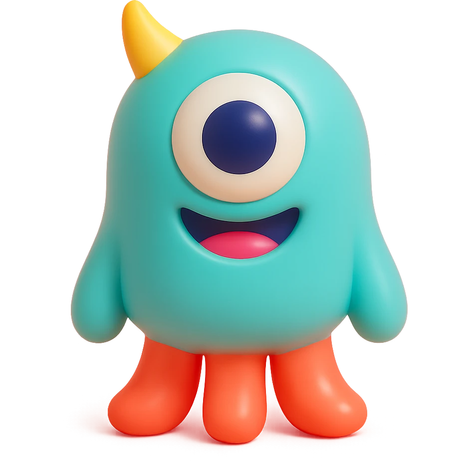 one-eyed monster with tentacles, playful and bright colors emoji