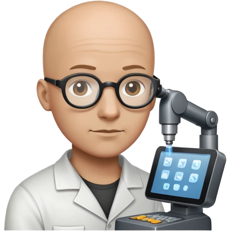 tinkerer, bald black with no glasse emoji
