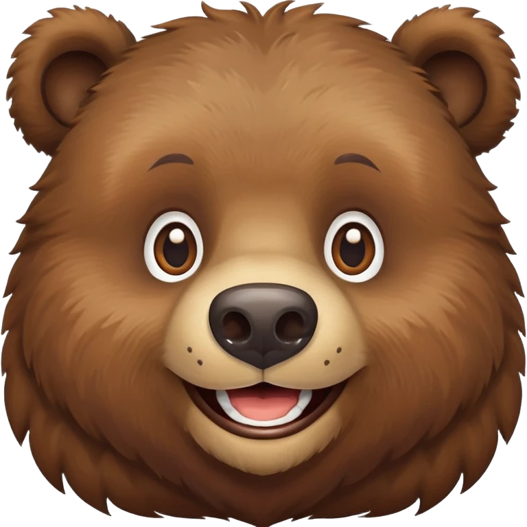 Happy Russian brown bear head, smiling, front view emoji